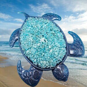 Blue Glitter Turtle with Aqua Accents #1776